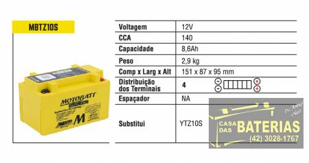 Bateria Moto 8.6ah Mbtz10s Agm-quadflex