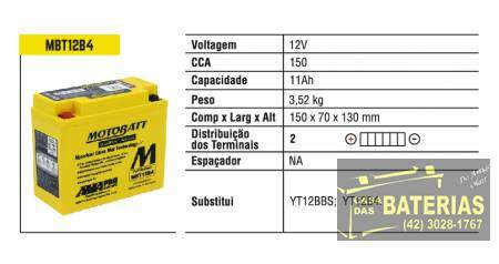 Bateria Moto 11ah Mbt12b4 Agm-quadflex