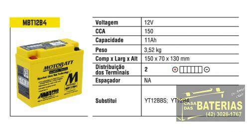 Bateria Moto 11ah Mbt12b4 Agm-quadflex